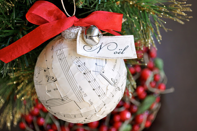 sheet music christmas ornament tutorial