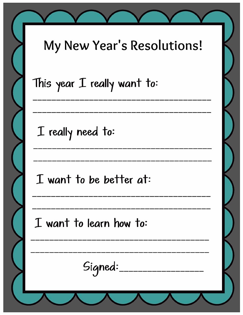 Kid Friendly New Year's Resolution Printable