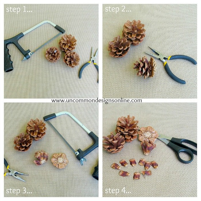 Pine Cone Flower embellished mason jars