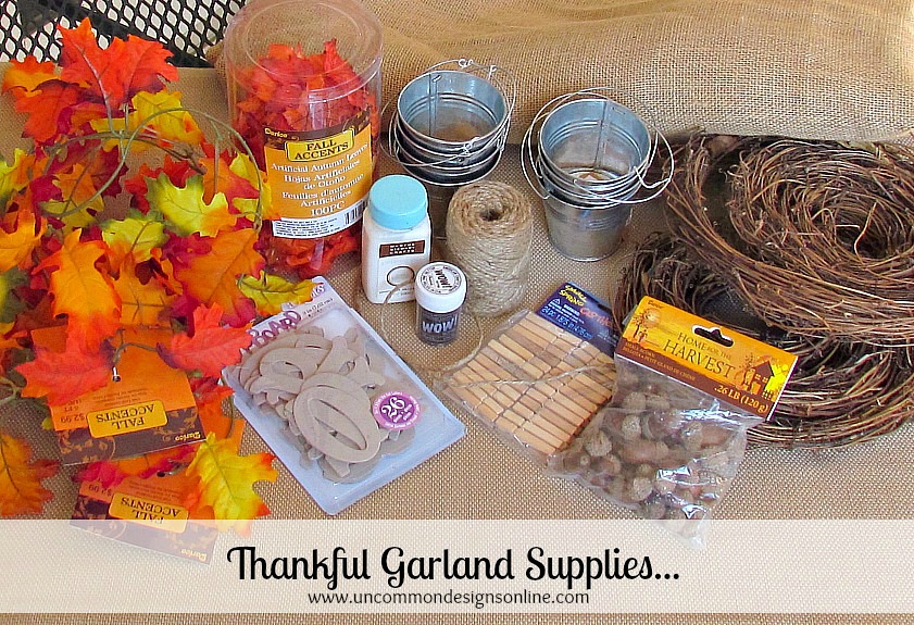 Thankful garland Supplies Thankful bucket garland