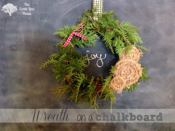 wreath on a chalkboard wreath on a chalkboard