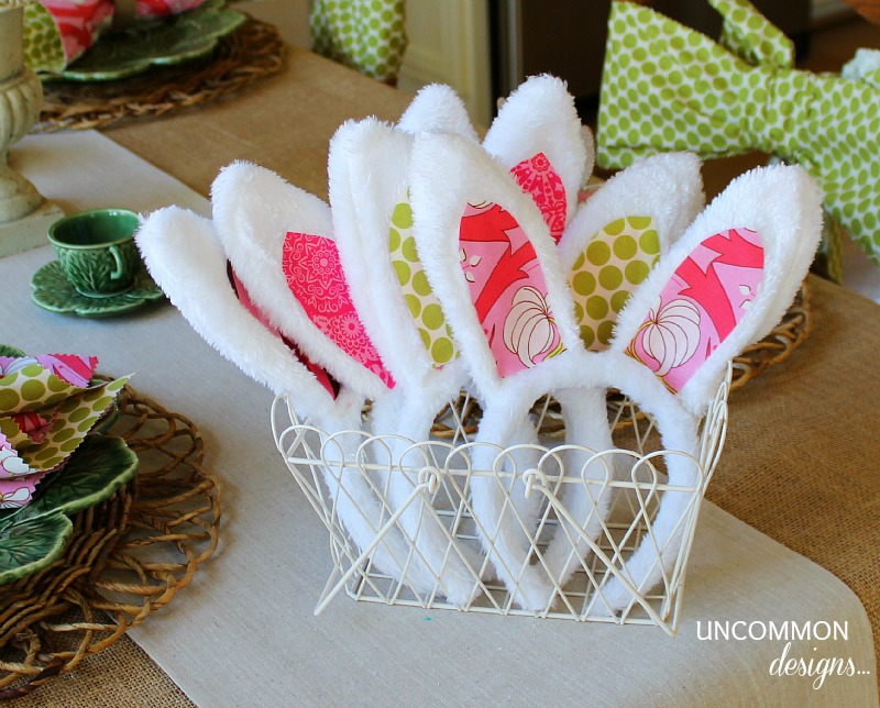 Easter-Tablescape-Fabric-Bunny-Ears Easter-Tablescape-Fabric-Bunny-Ears