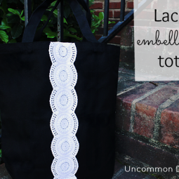 lace embellished tote bag