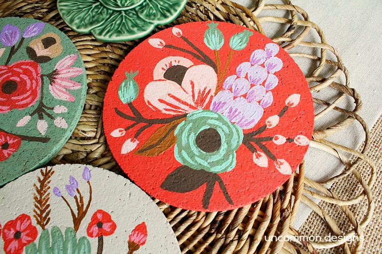 Botanical Custom Painted Cork Coasters