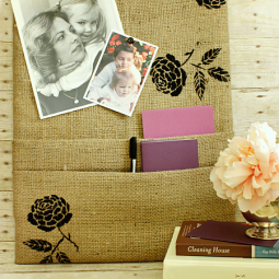 burlap covered corkboard