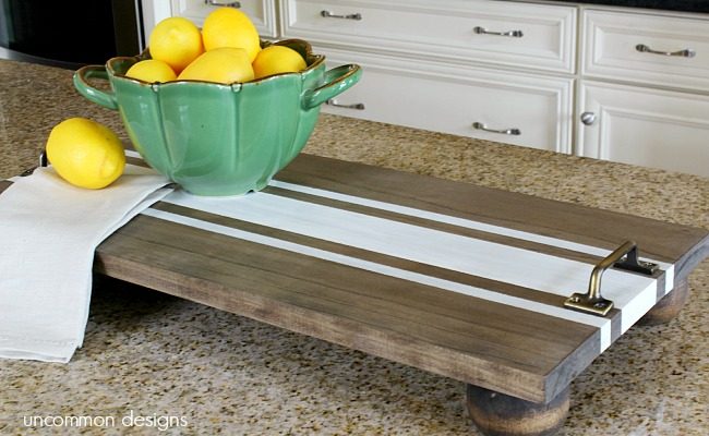 DIY Ticking Stripe Wooden Server Tray