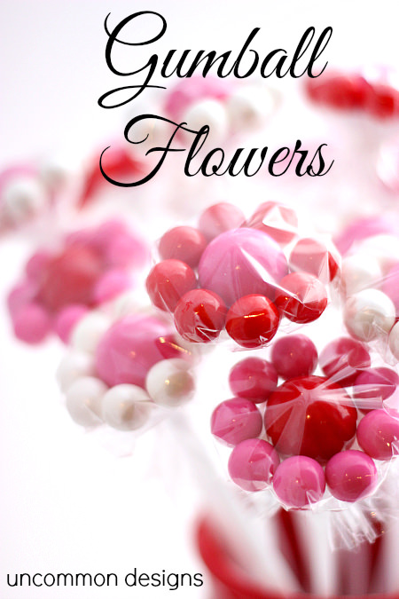 Gumball Flowers An Adorable #Valentines Treat!  www.uncommondesignsonline.com  #valentinestreat #kidscrafts