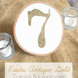 Rustic Wedding Table Numbers in a Beautiful Antique Gold ... a great wedding diy project www.uncommondesignsonline.com