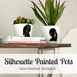 Personalize a planter or pot with a painted silhouette! An easy project that looks like a million bucks and makes a perfect gift! #MothersDay #DecoArt via www.uncommondesignsonline.com