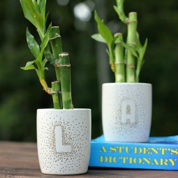 Sharpie Monogrammed Pots with Bamboo... wishing everyone luck during the Back to School frenzy! via Uncommon Designs