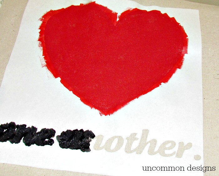 DIY Stenciled Valentine Heart Pillow via Uncommon Designs DIY Stenciled Valentine Heart Pillow via Uncommon Designs
