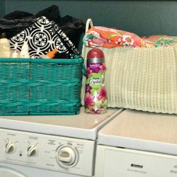 Summer Essentials Organization:Get your laundry room ready for the summer! Have all of your beach towels in one place and a handy caddy for goggles, sunscreen and anything else you might need to grab and go!