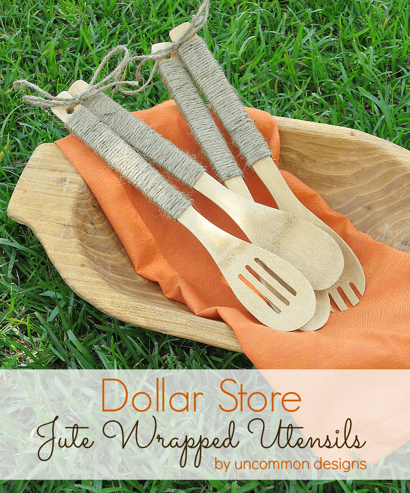 Dollar Store Jute Wraped Serving Utensils by www.uncommondesigns.com