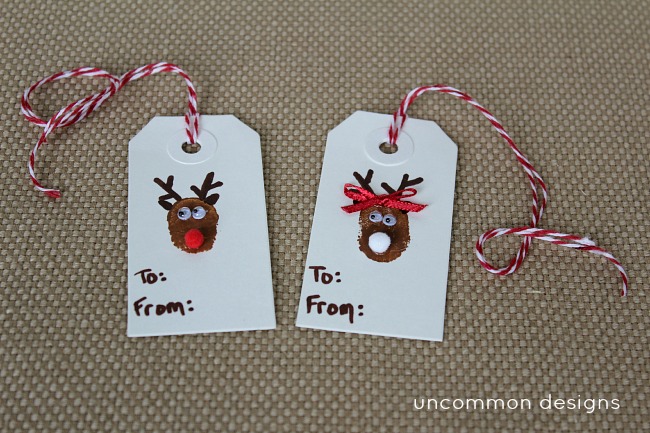 DIY Mr. and Mrs. Reindeer Thumbprint Art Christmas Tags 