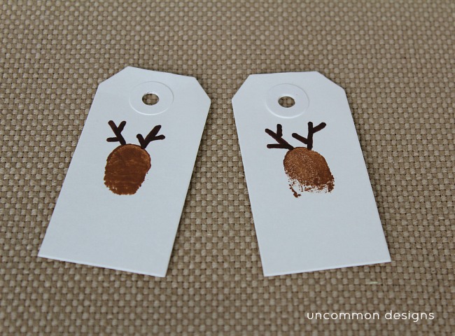 DIY Mr. and Mrs. Reindeer Thumbprint Christmas Tags thumbprint art