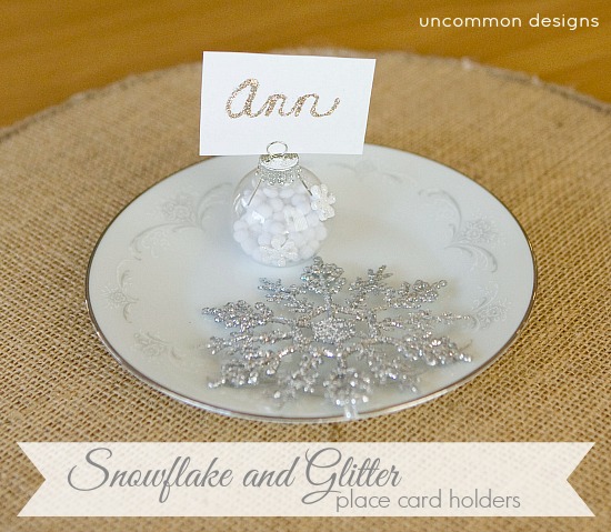 Snowflake And Glitter Place Card Holders A Simple Diy Project Snowflake Glitter Place Card Holders