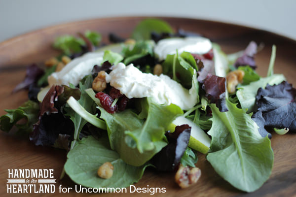 Mixed Greens, Pear and Warm Goat Cheese Salad www.uncommondesignsonline.com #salads