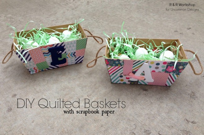Make a Quilted Easter Basket with Scrapbook Paper! So fun for the holidays! via www.uncommondesignsonline.com #Easter #EasterBasket