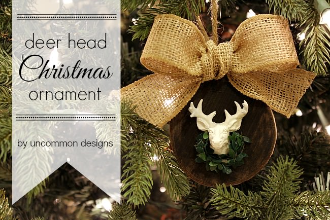 A beautiful Deer Head Christmas Ornament via Uncommon Designs. A rustic and natural Christmas ornament.