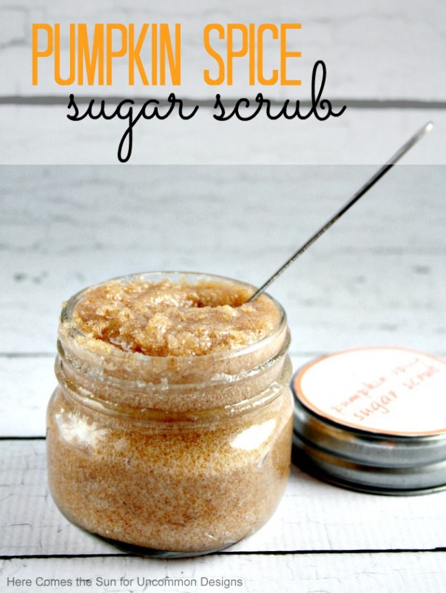 Learn how to make a Pumpkin Spice Sugar Scrub with a Free Printable Tag by Uncommon Designs